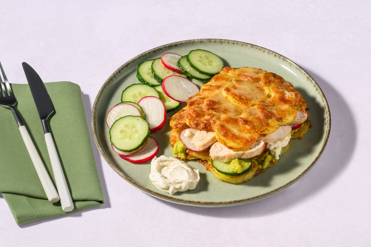 Käsiges Kartoffel-Sandwich mit Bio-Hähnchen