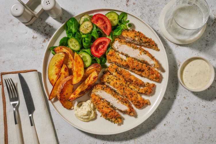 Knuspriges Bio-Hähnchen mit Ofenkartoffeln