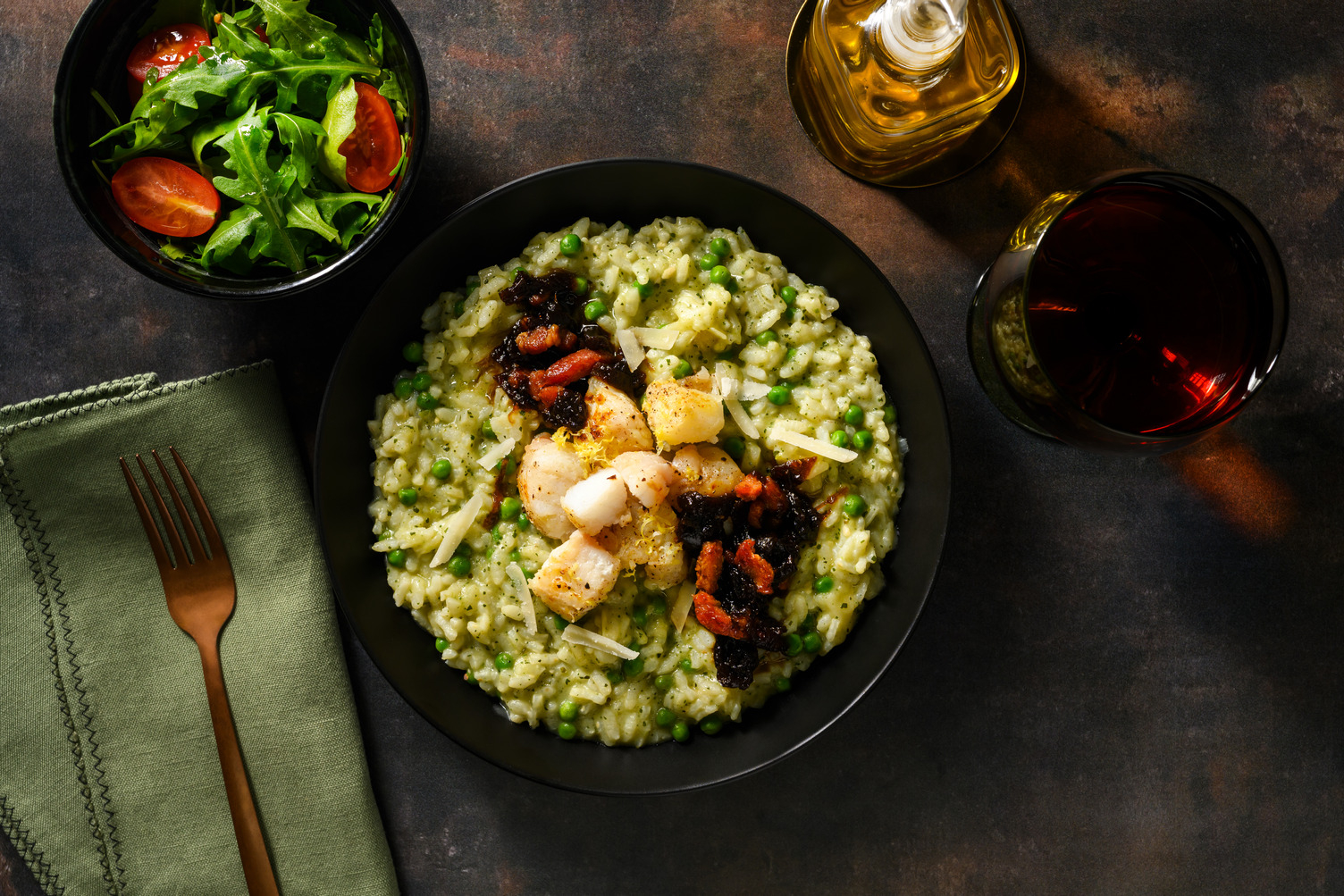 Seared Monkfish Medallions on Super Green Risotto