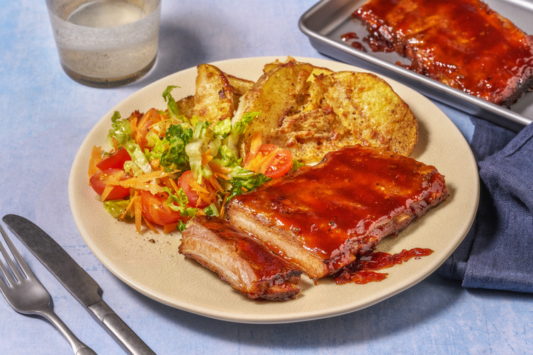 Rippchen glasiert mit fruchtiger BBQ-Soße