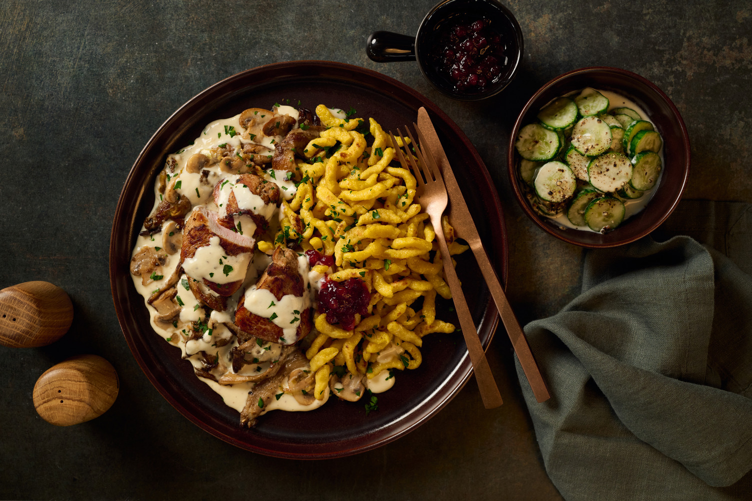 Doppelt Schweinemedaillons mit Eierspätzle