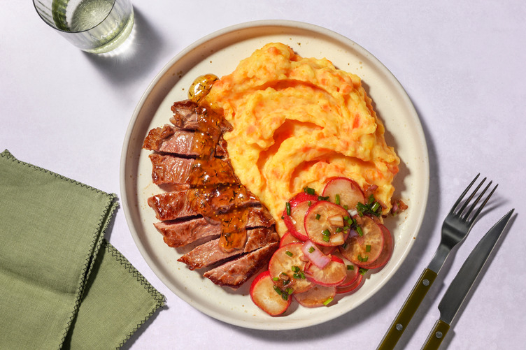 Bio-Rinderhüftsteak in Feigen-Schalotten-Soße