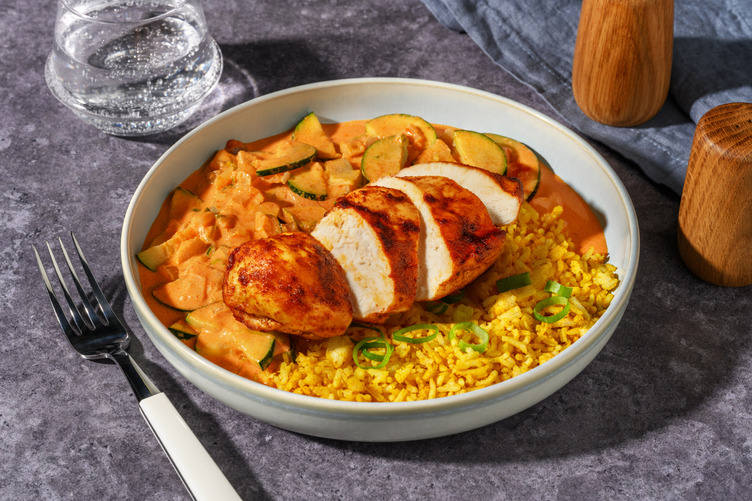 Hähnchenbrust in Thai-Curry-Soße mit Zucchini