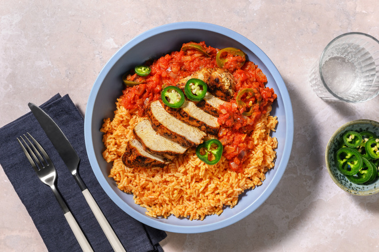 Hähnchen aus der Pfanne in Veracruz-Soße