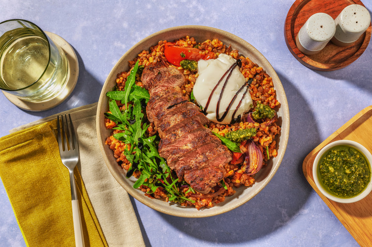 Burrata auf Linsensalat mit Bio-Rumpsteak