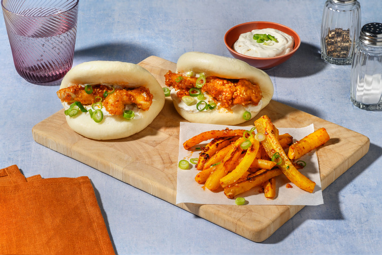 Bao Buns mit Bio-Hoisin-Hähnchen & Sesam-Mayo