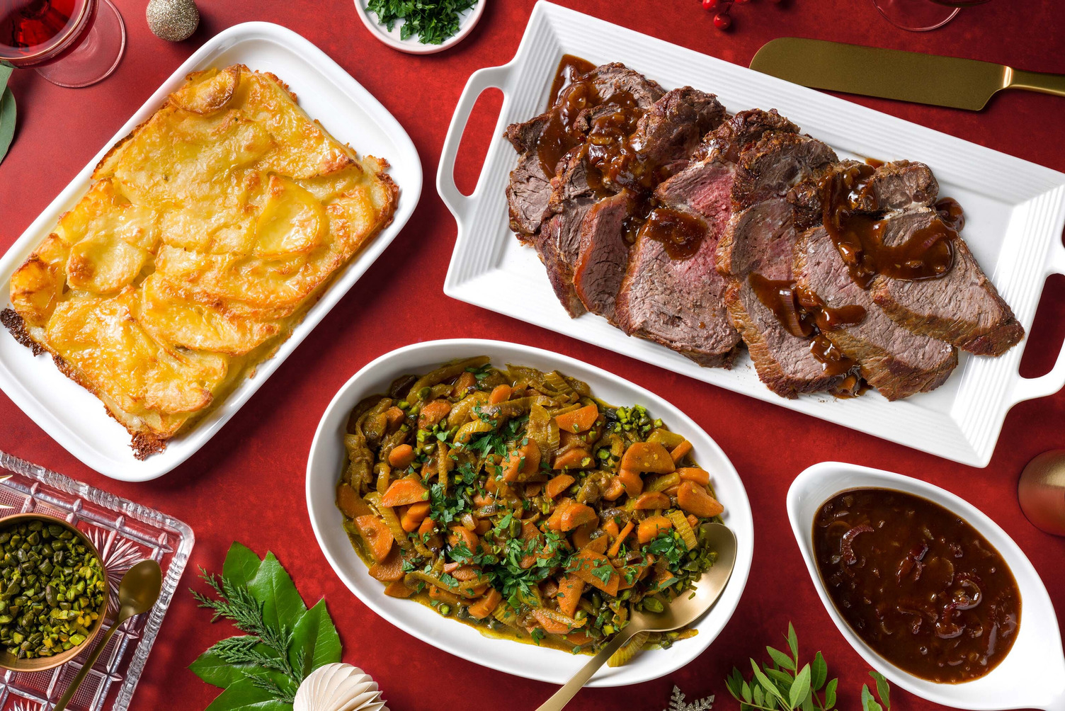 Entrecote met romige aardappelgratin en sjalottensaus