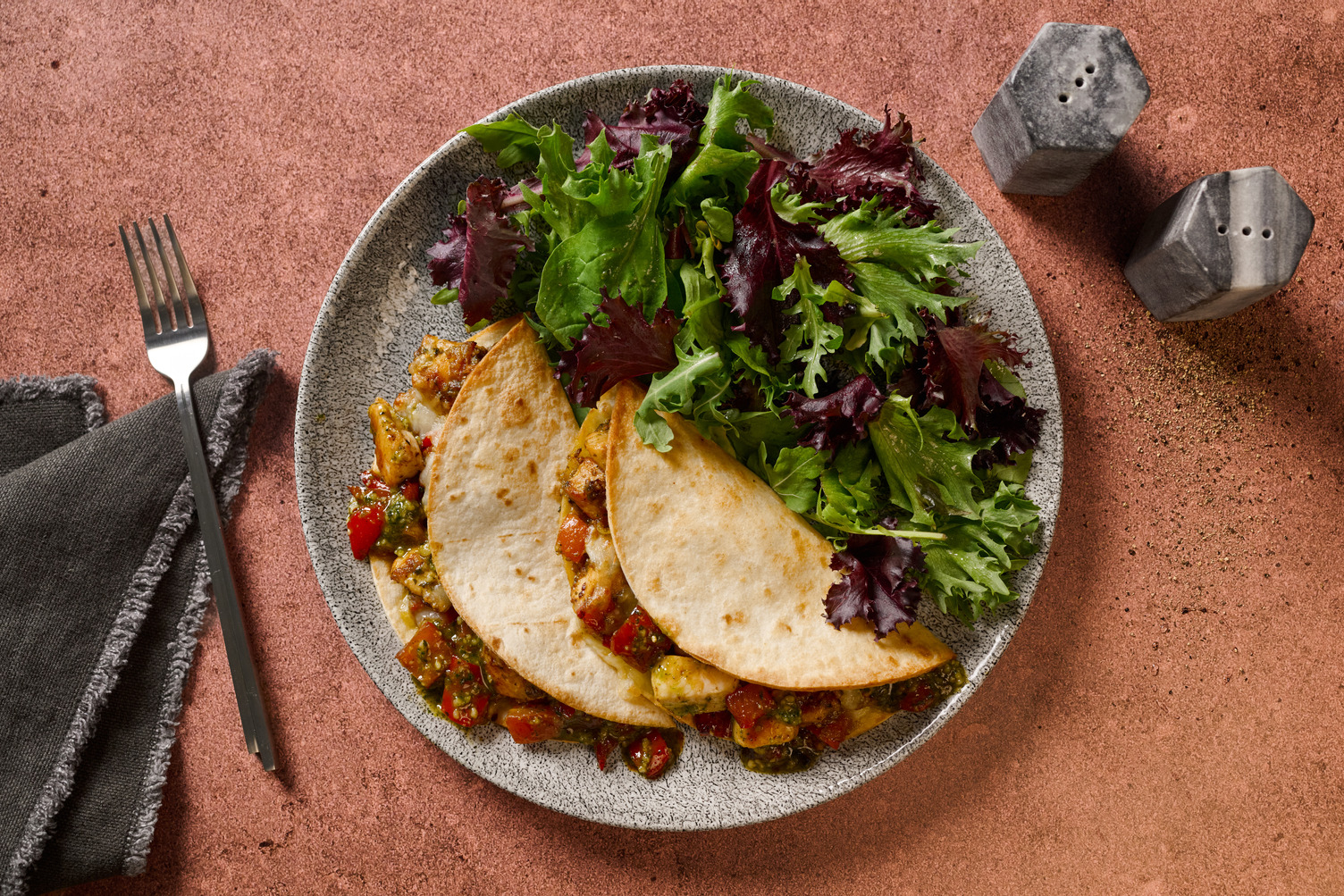 Pesto Prawn Quesadillas