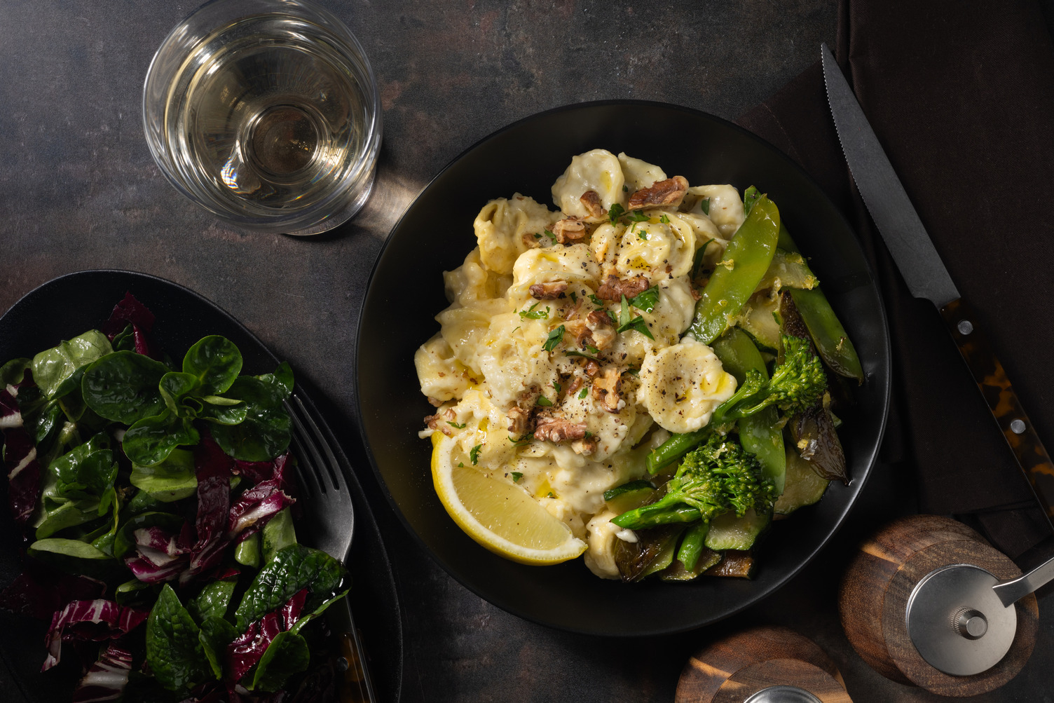 Tortelloni aux champignons en sauce au bleu