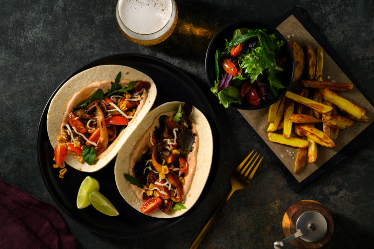 Meat-Free Chicken and Charred Corn Veggie Tacos