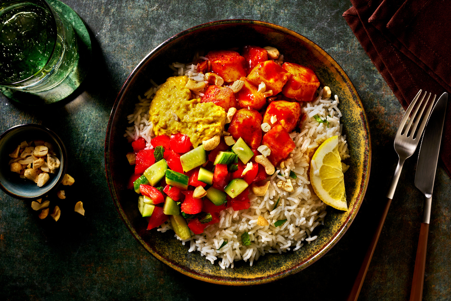 Quick Tandoori Spiced Paneer Rice Bowl