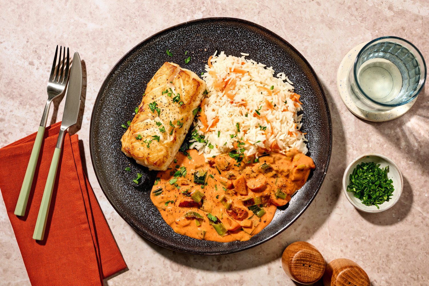 Kabeljau mit Tomaten-Sahne-Soße