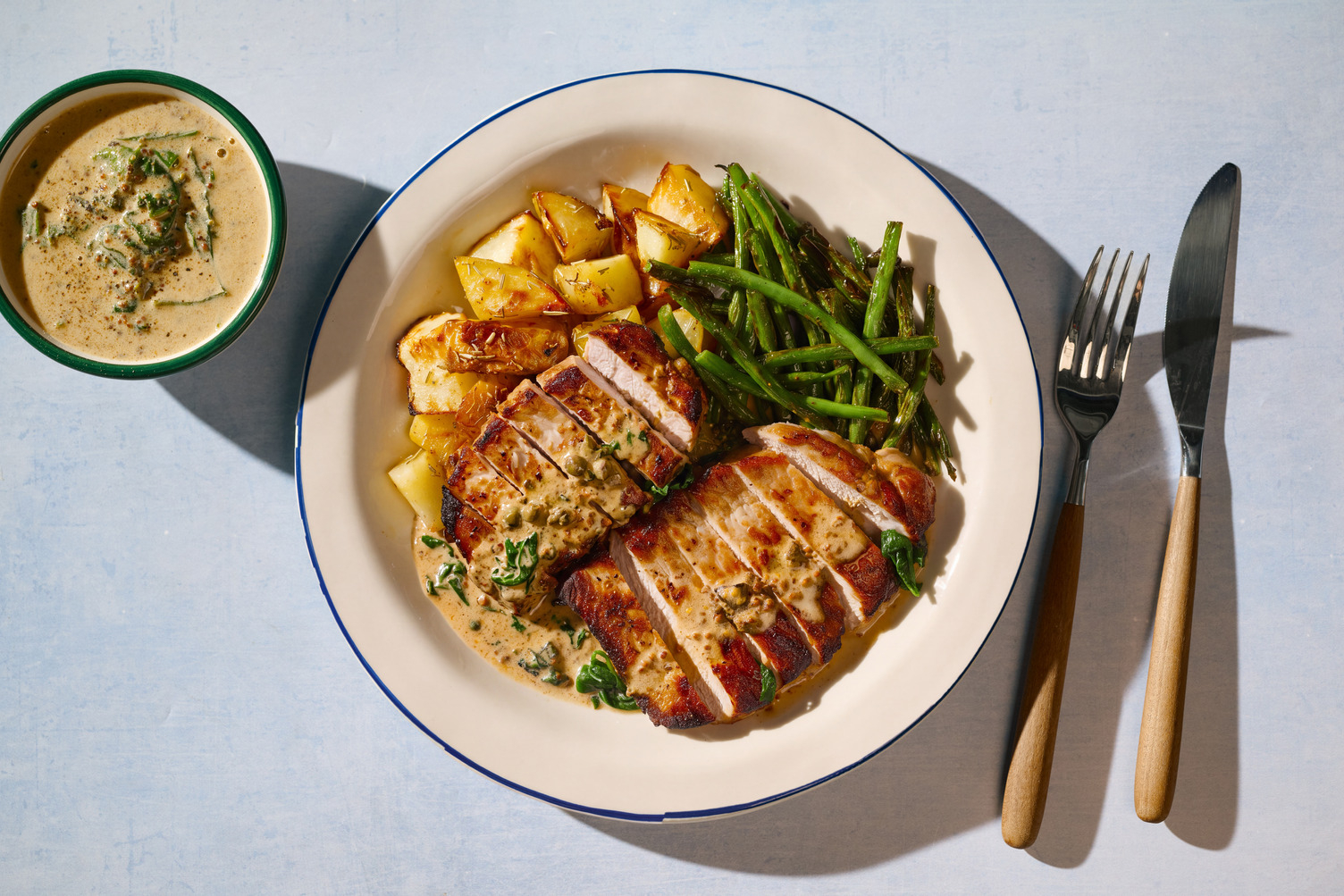 Double Pan-Fried Pork Steak in Creamy Mustard Sauce