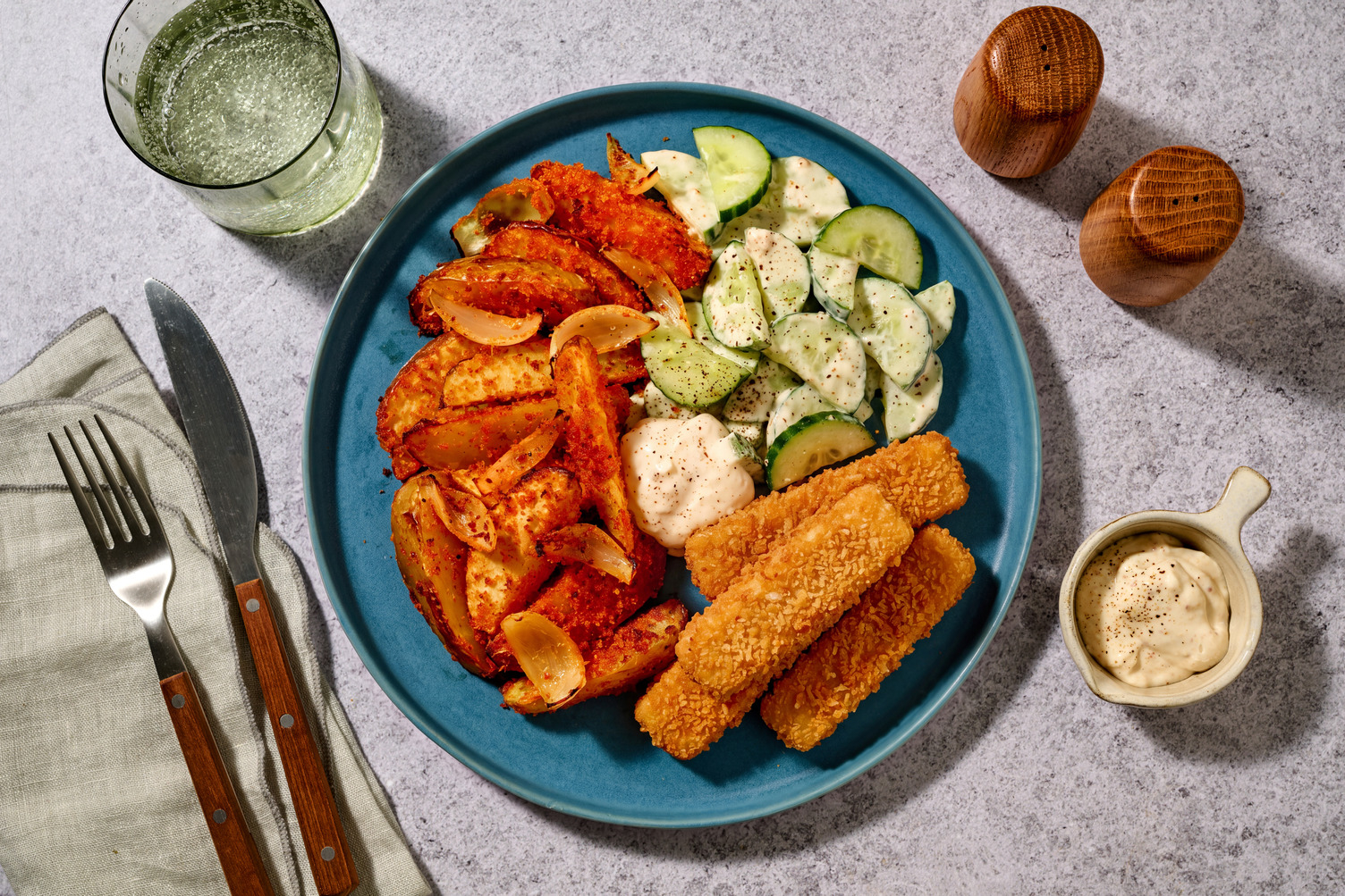 Vegane Knusperstäbchen mit Knusperkartoffeln