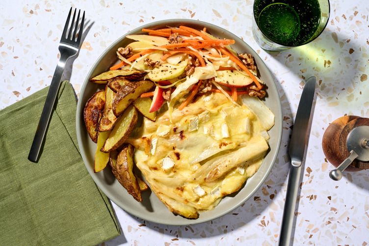 Witlofgratin met appel en walnoten