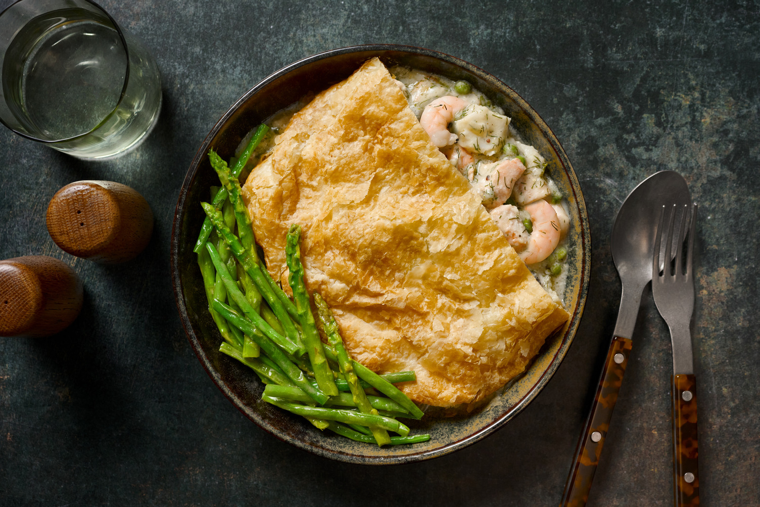 Smoked Basa, Pollock, Salmon & King Prawn Puff Pastry Pie