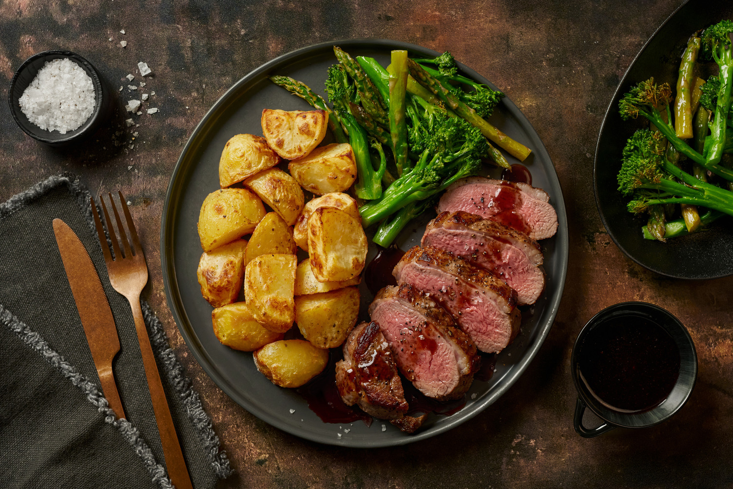 Lamb Steaks and Red Wine Jus