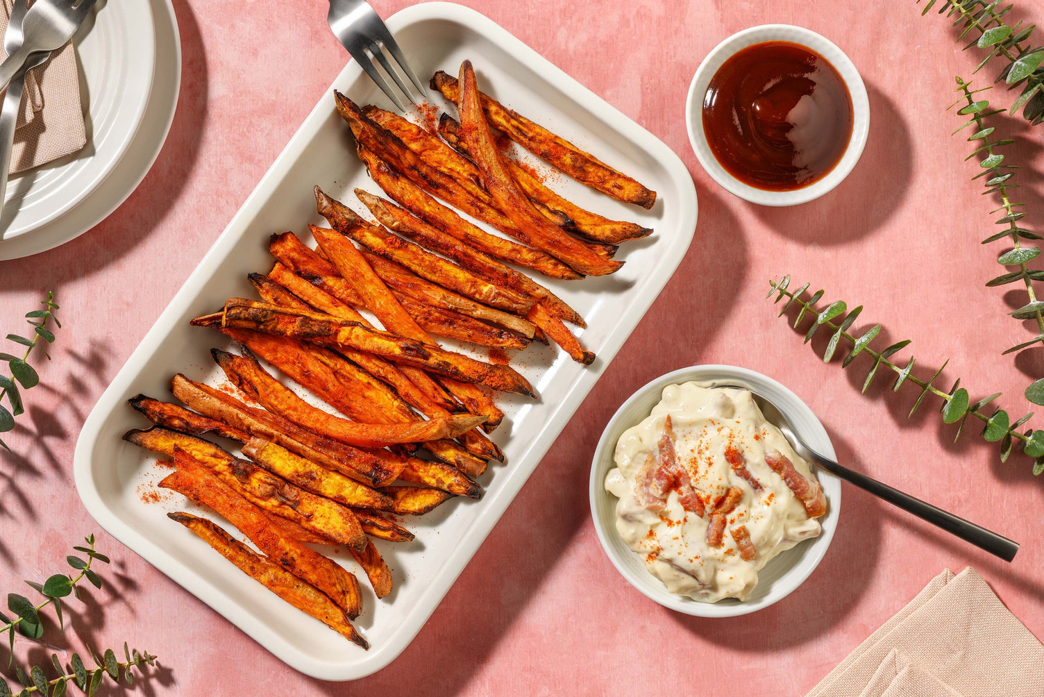 Smoky Sweet Potato Fries and Baconnaise Dip