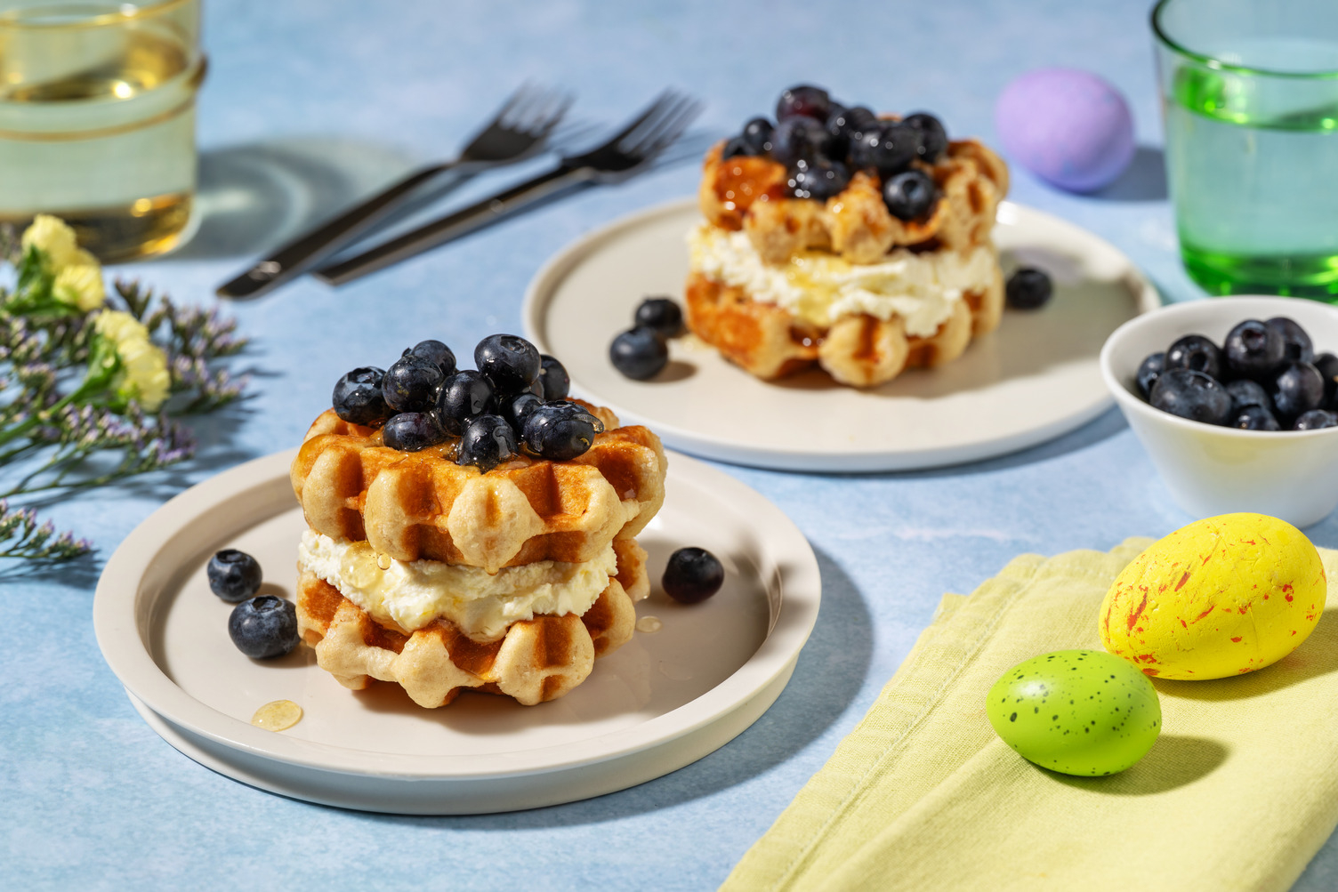 Lemon Drizzle and Cream Cheese Waffle Stack