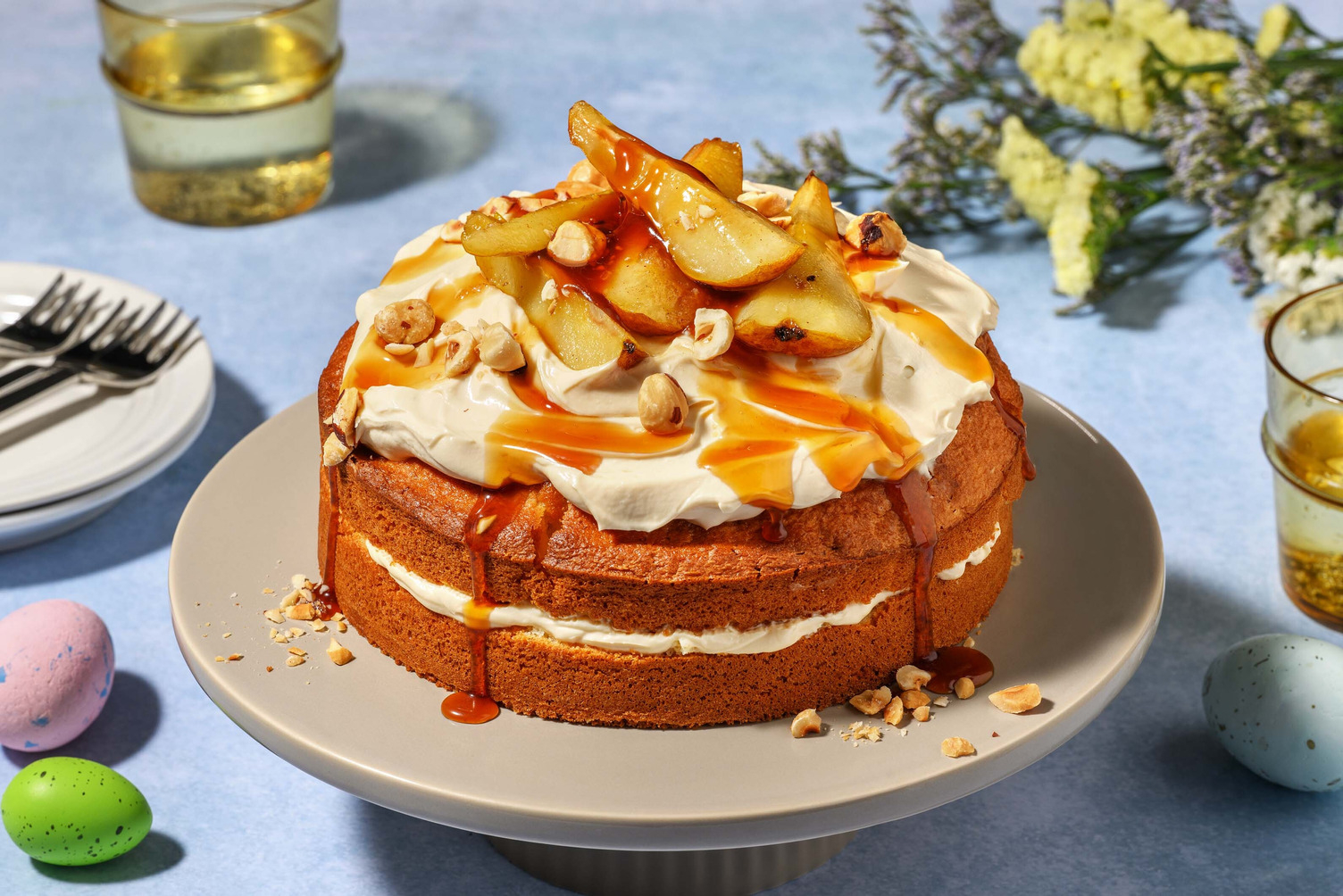 Caramelised Pear, Chocolate and Hazelnut Cake
