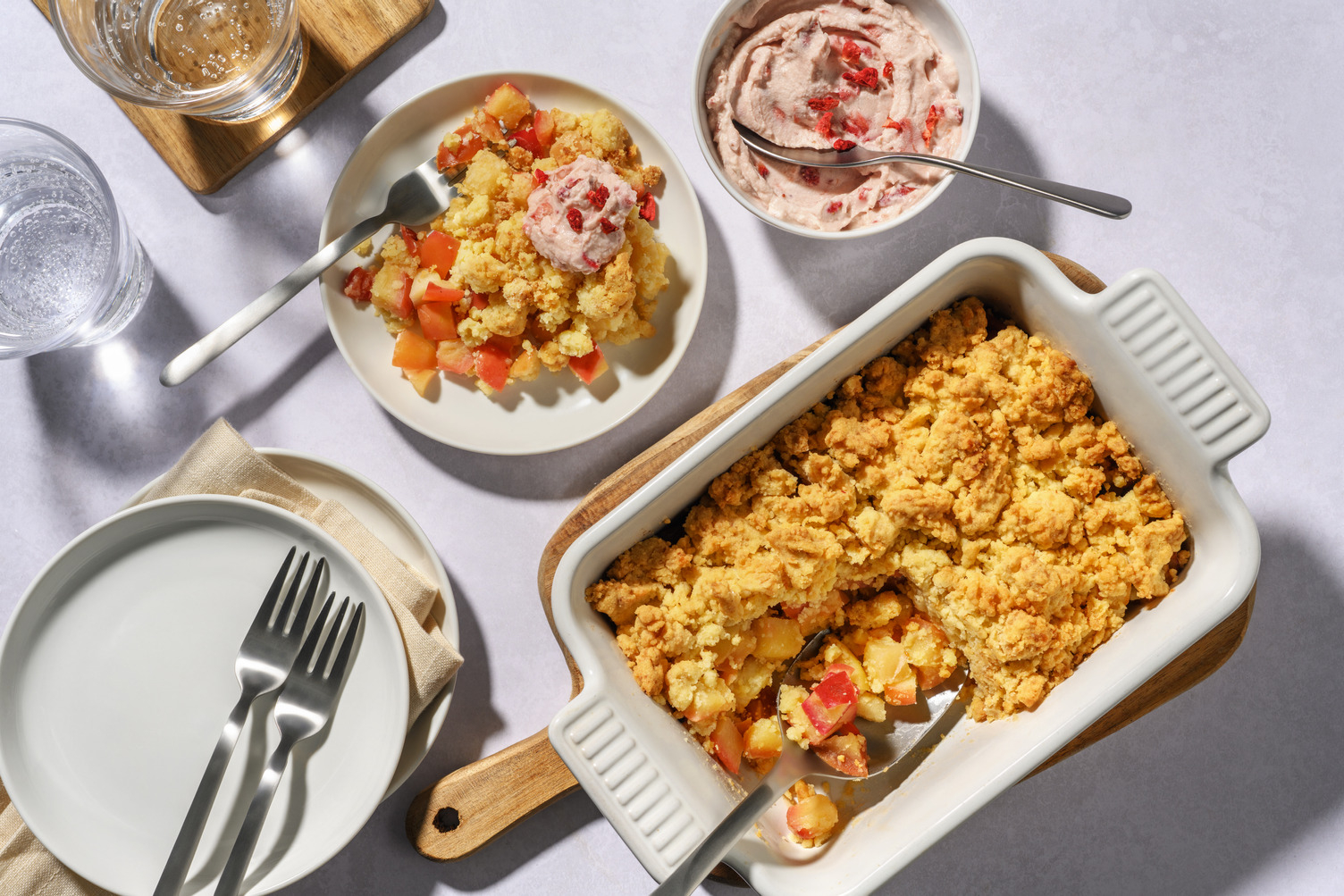 Crumble aux pommes & mascarpone à la fraise