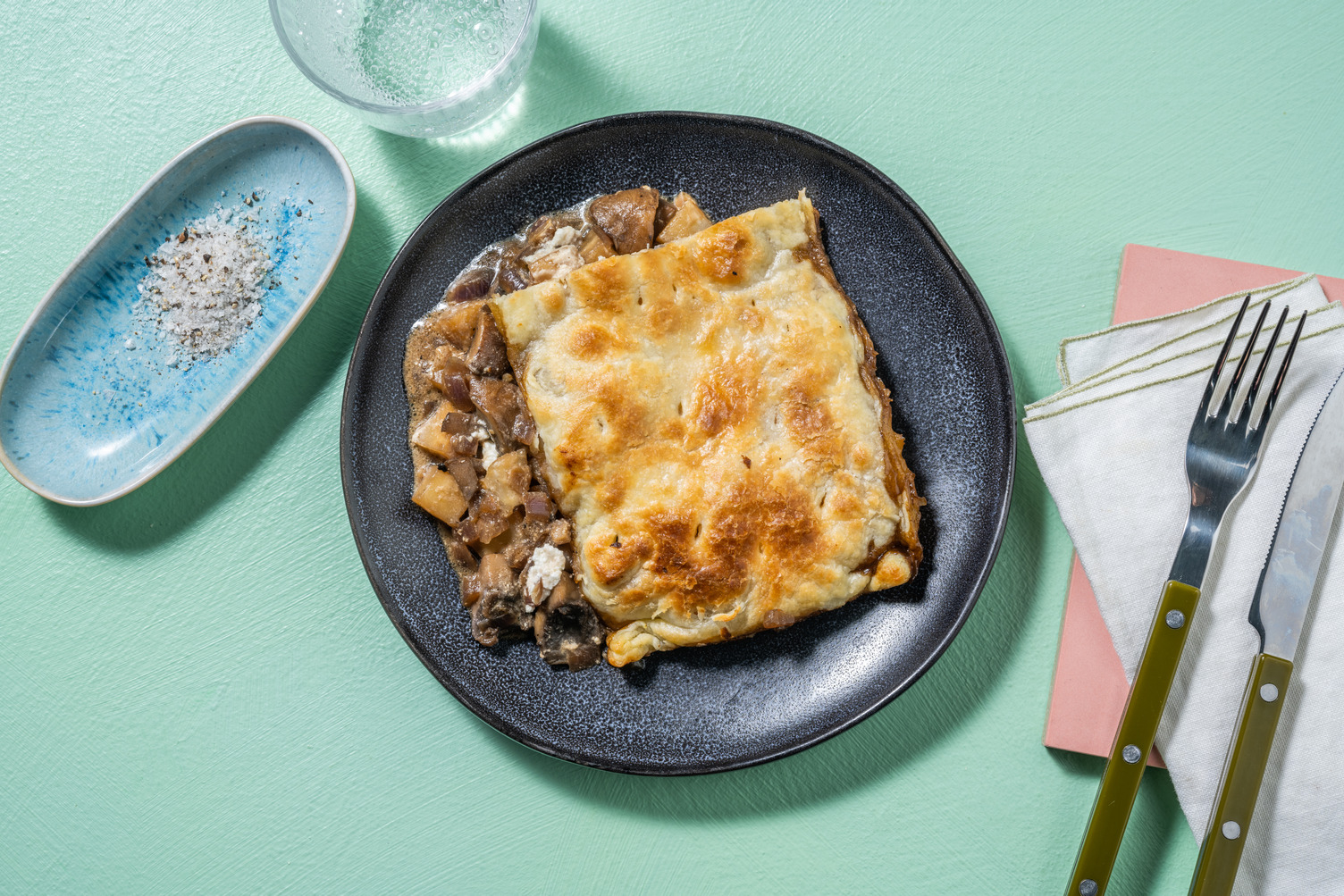 Tourte aux champignons et fromage de chèvre 