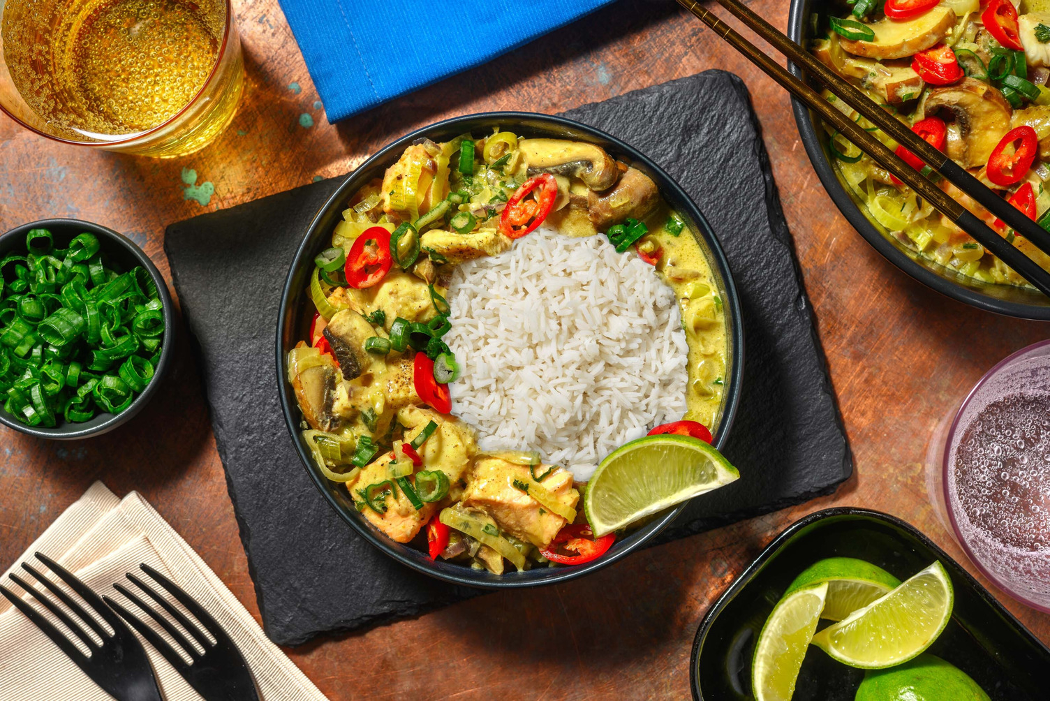 Luxe Thaise curry met zalm, kabeljauw en koolvis