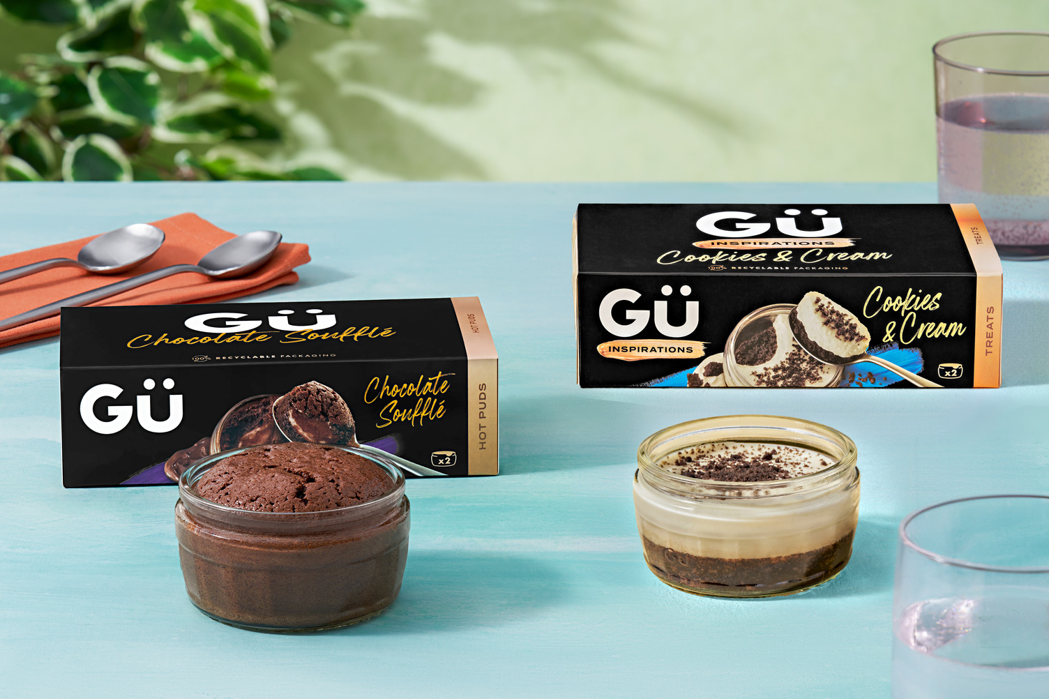 Gü Hot Chocolate Soufflés and Cookies & Cream Desserts Variety Bundle