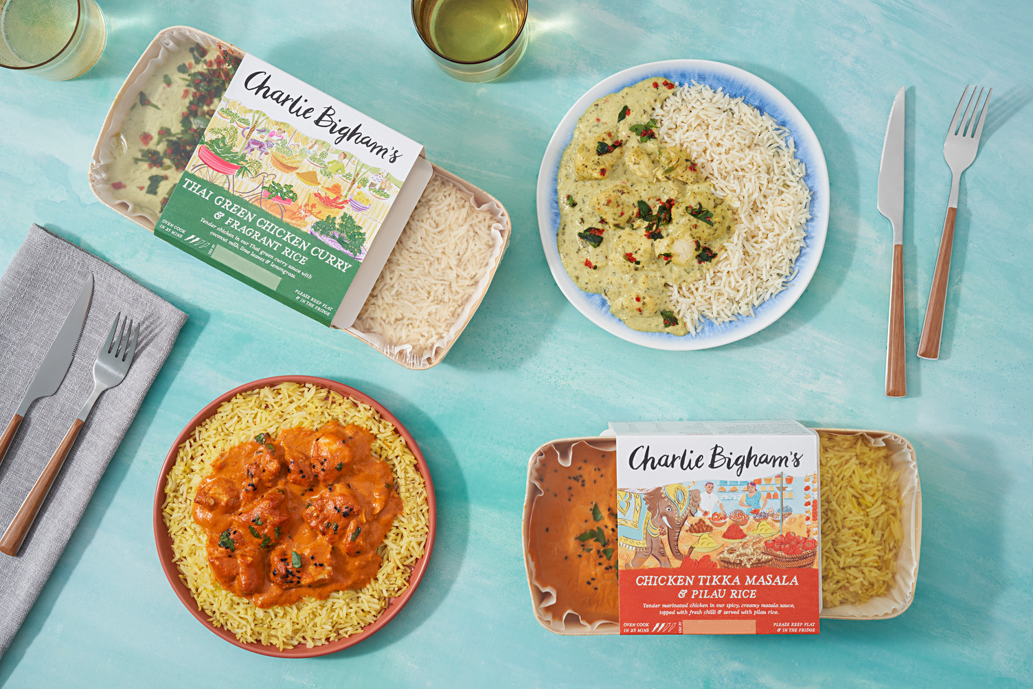 Charlie Bigham's Thai Green Chicken and Chicken Tikka Masala Variety Bundle
