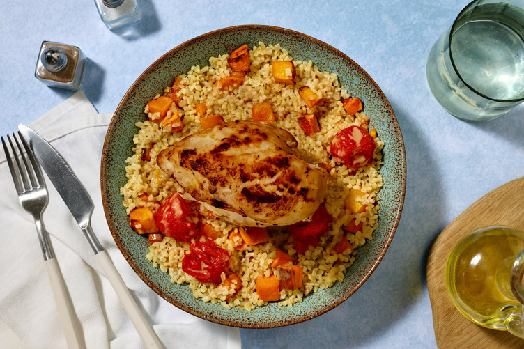 Baked Chicken Breast and Tahini Veg Traybake