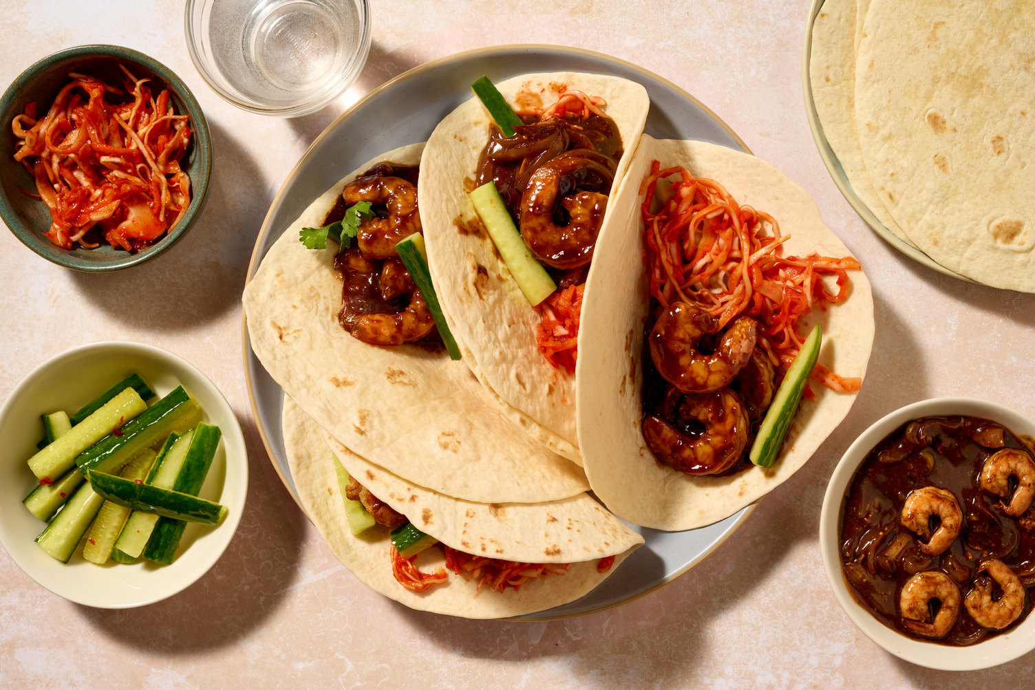 Hoisin Prawn and Crunchy Cucumber Tacos