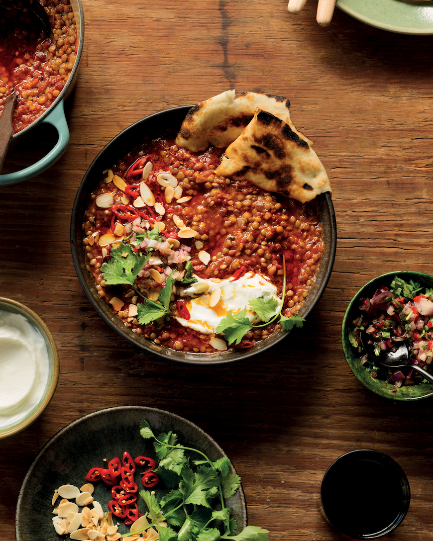 Harissa-Spiced Plant-based Patties Lentil Stew