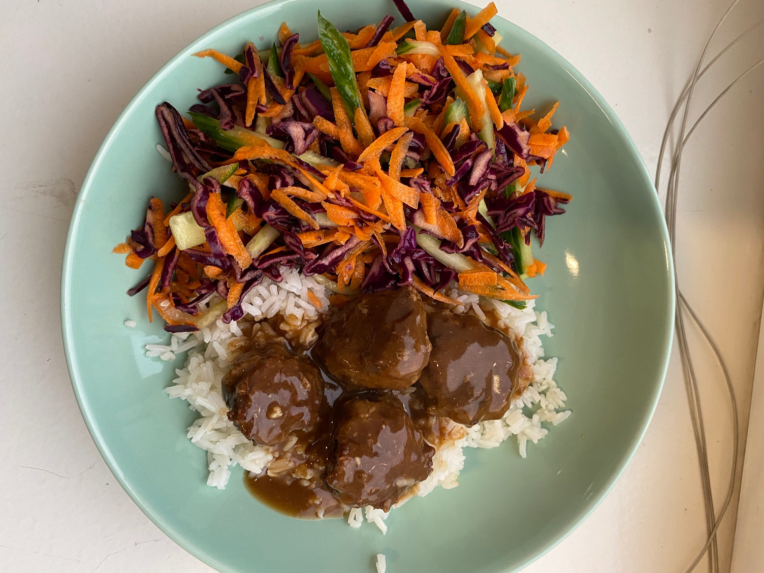 Honey-soy glazed beef meatballs