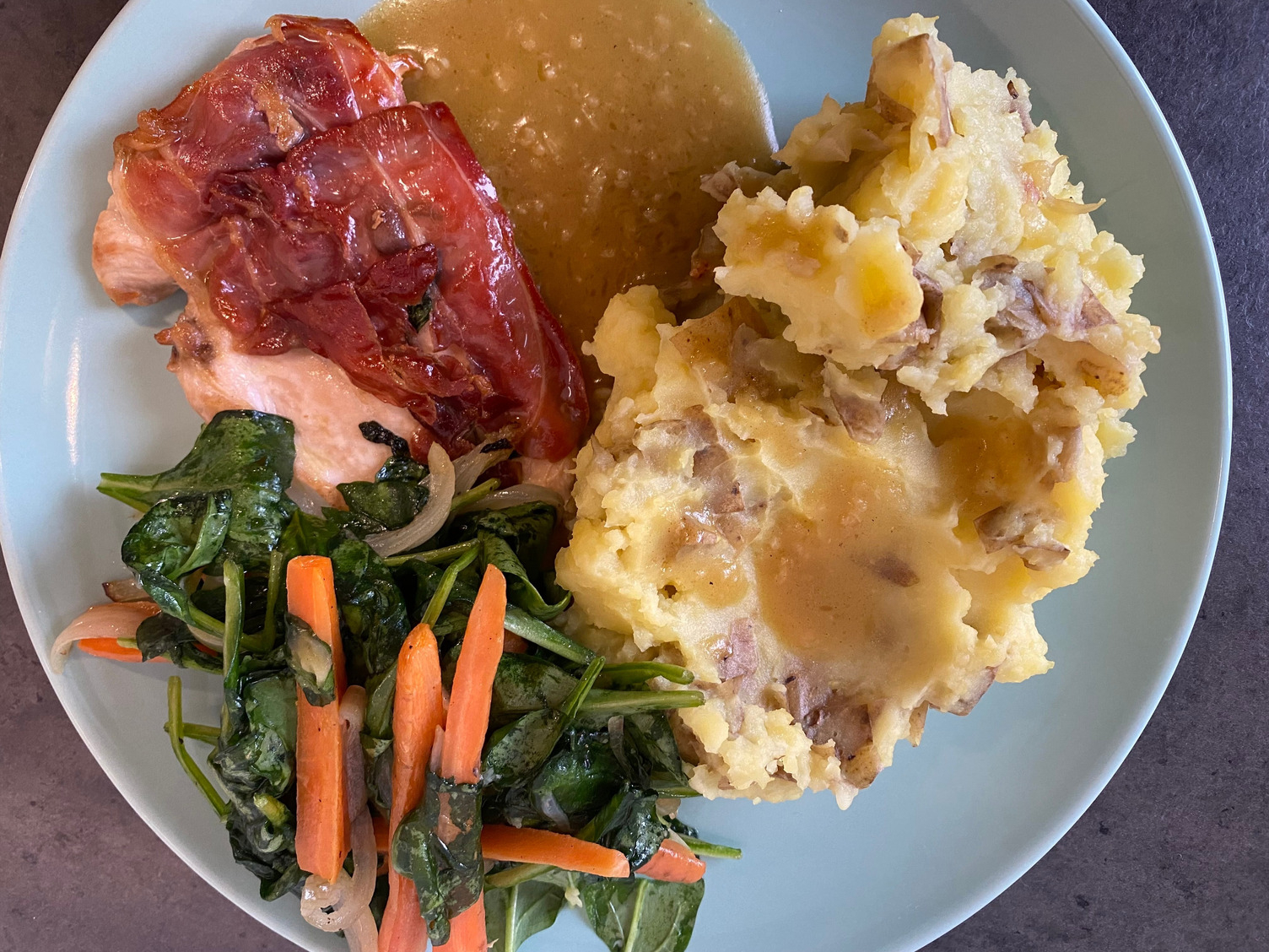 Saltimbocca in garlic pan sauce