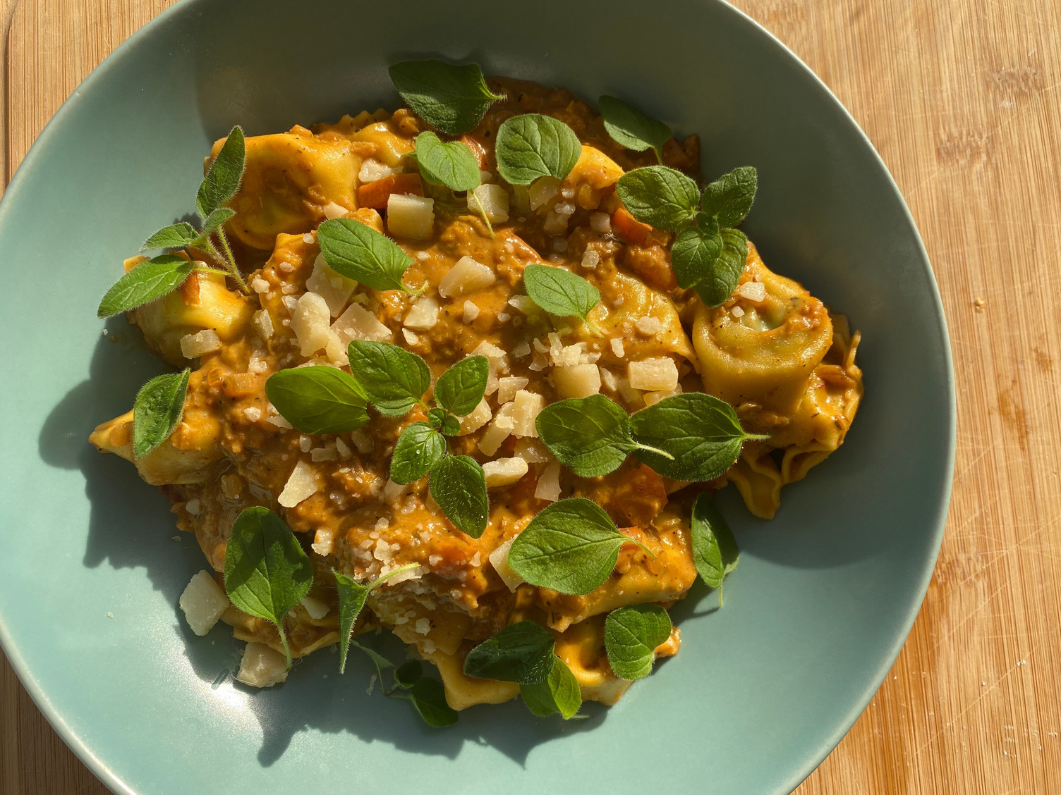 Vegetarian lentil bolognese tortelloni