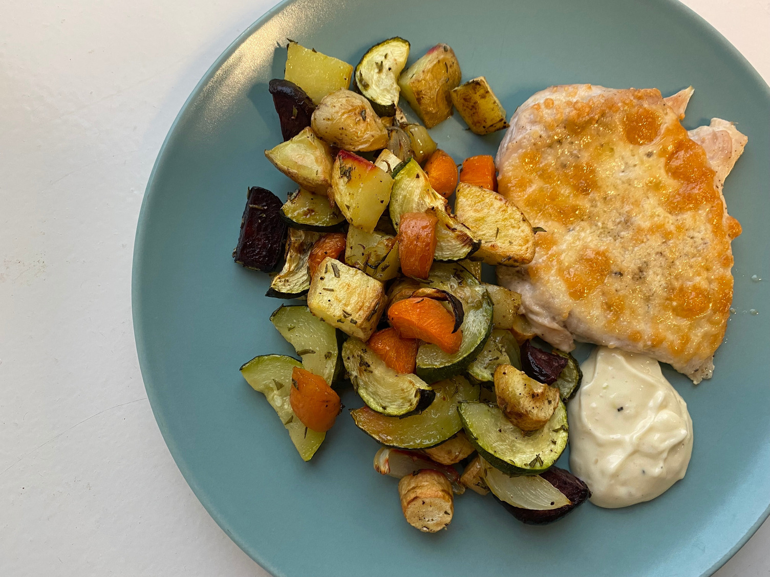 Sheet-pan cheesy chicken