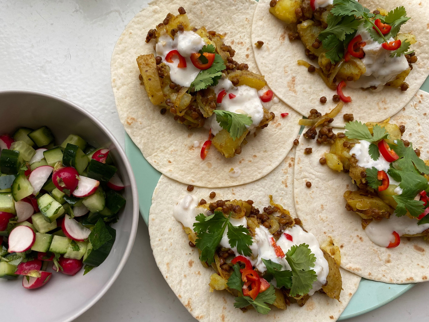 Roti-style potato masala wraps