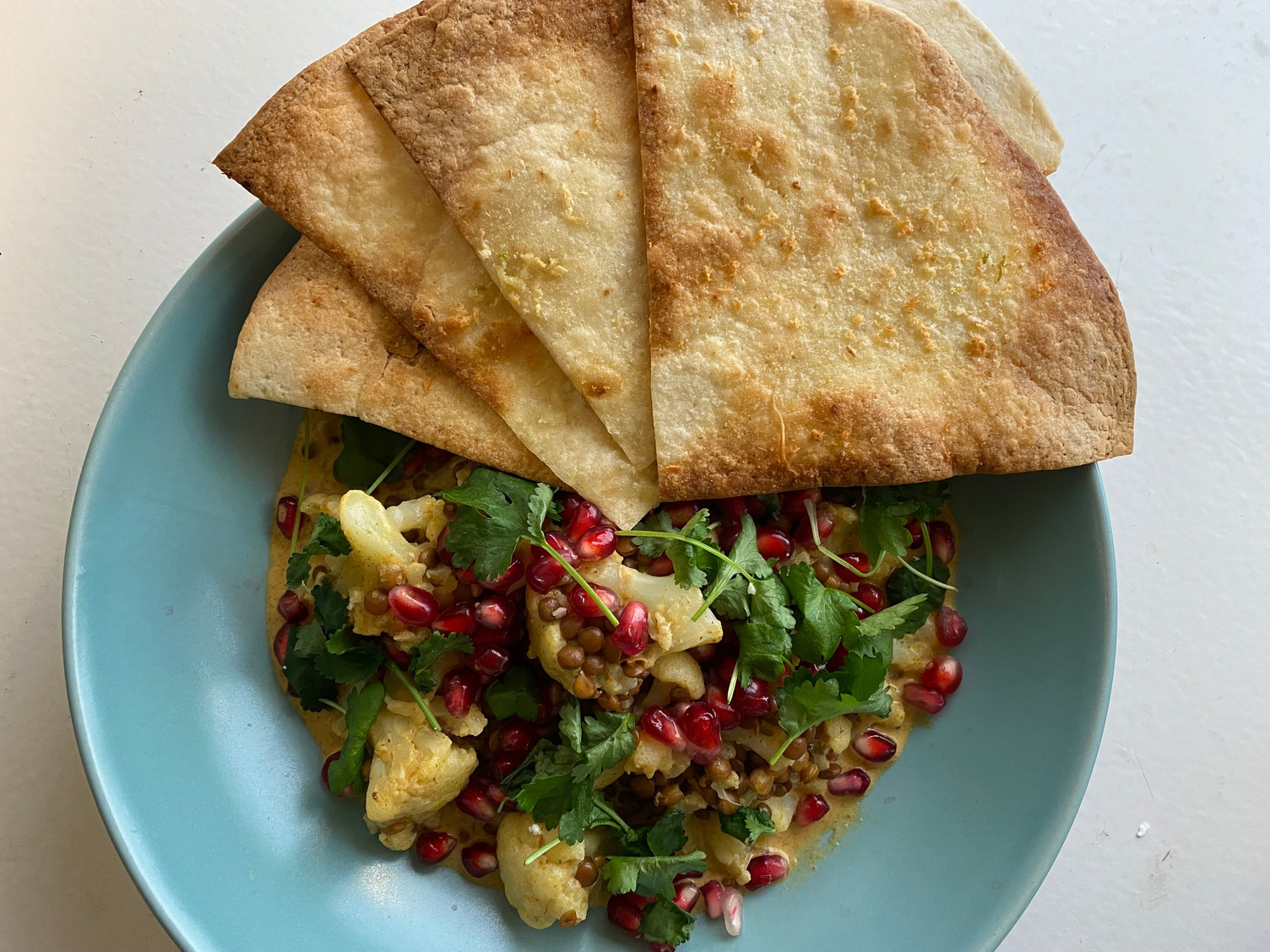 Green lentil cauliflower curry