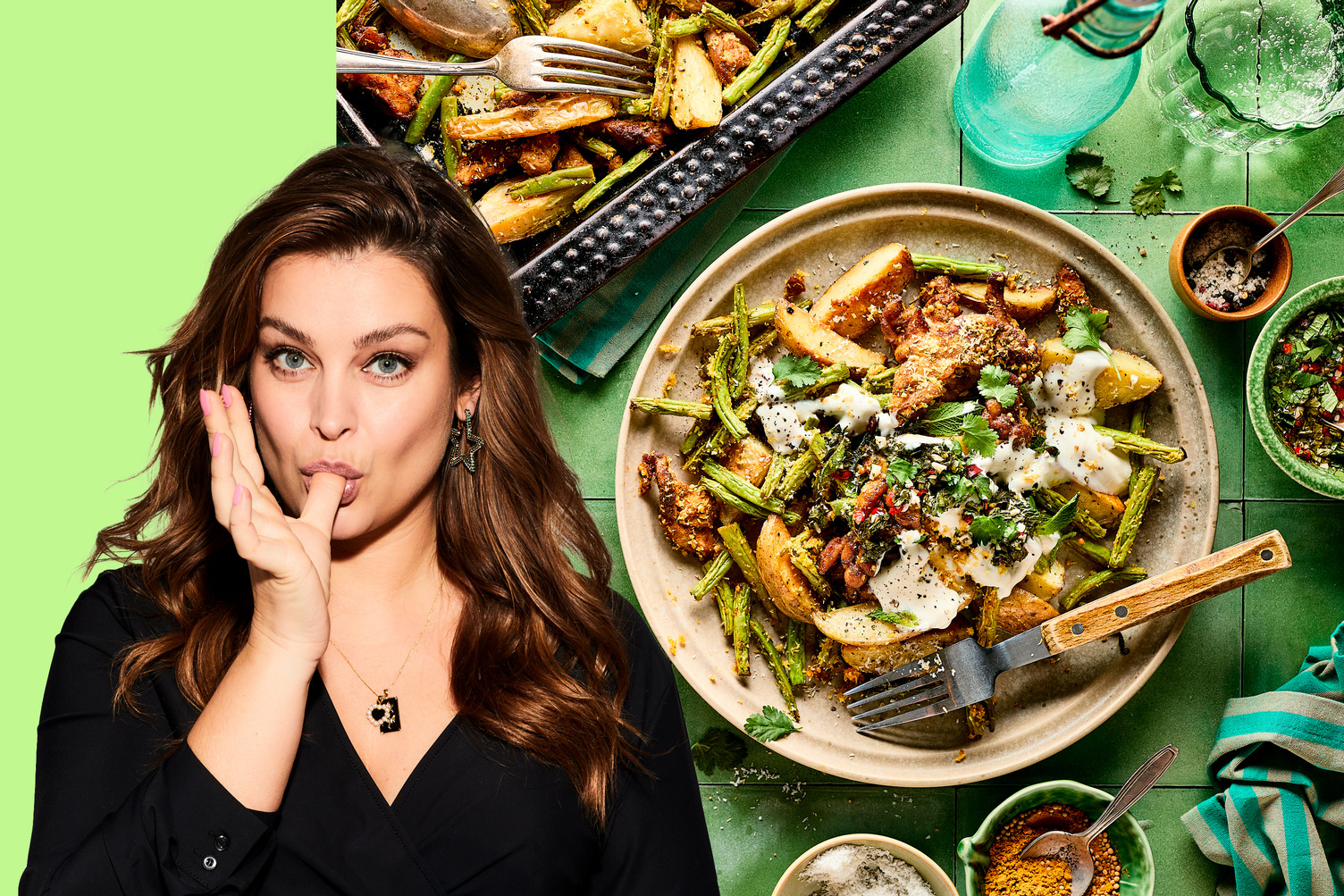 Miljuschka's fusion traybake met kip en curry-sperziebonen
