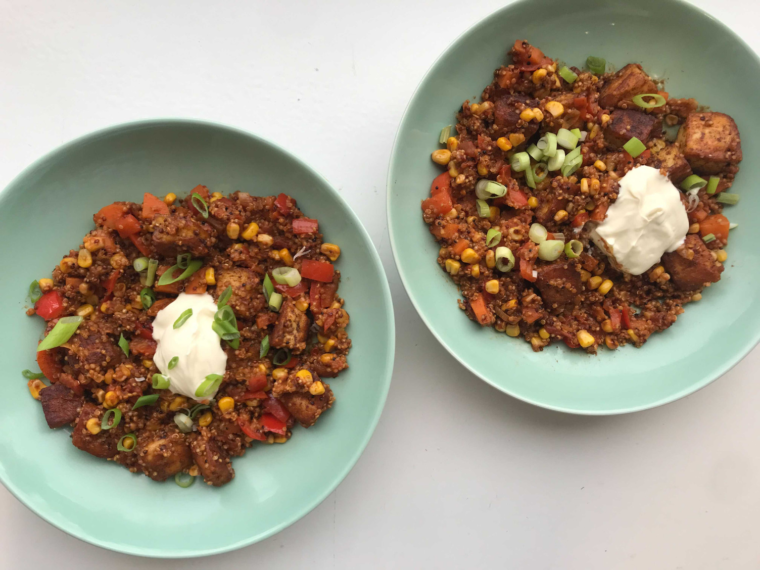 Mexican quinoa and halloumi bowl