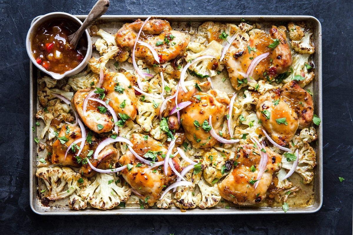 Double poulet sur plaque au chutney de mangue