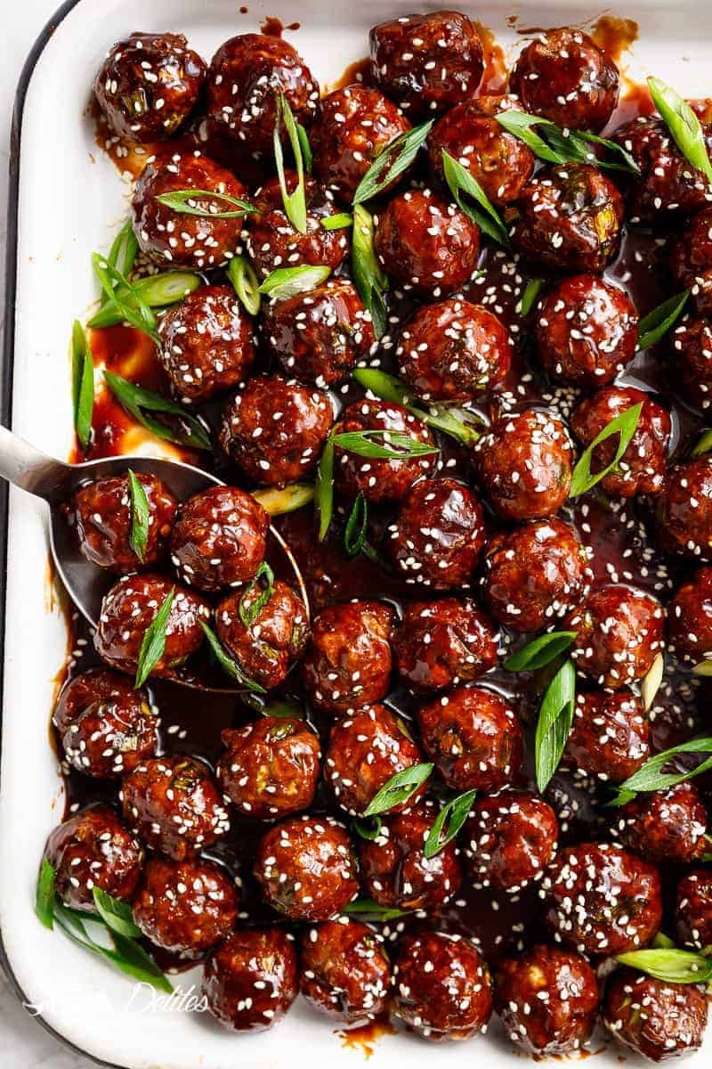 Sticky Brown Sugar Glazed Meatballs
