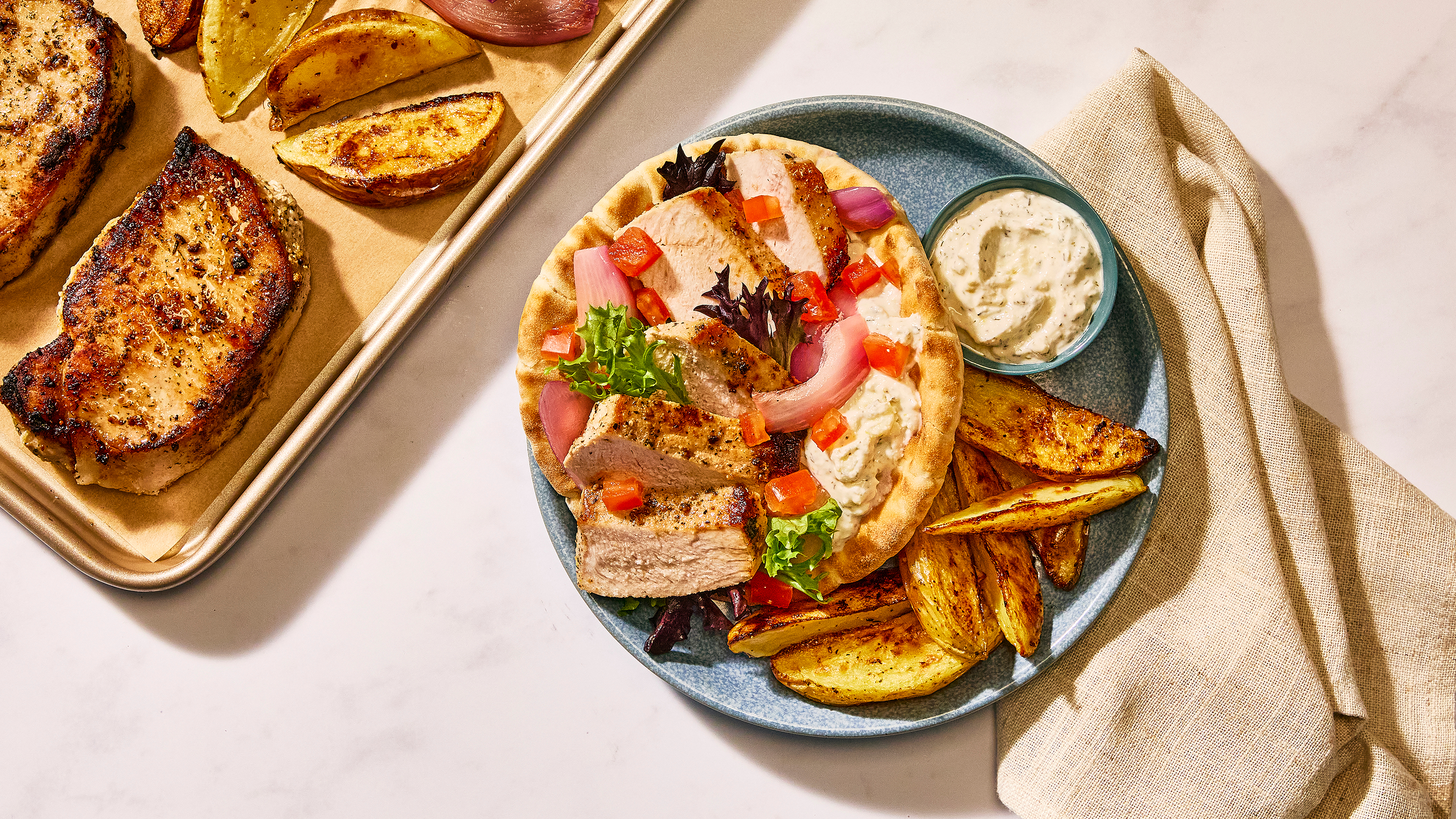Sheet Pan Garlicky Chicken Wraps
