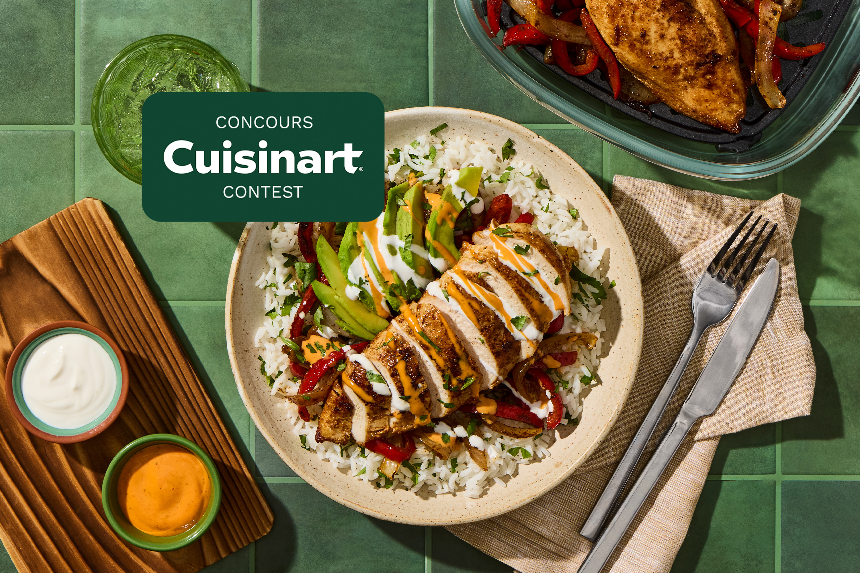 Southwest Chicken Fajita Bowls with Avocado and Chipotle Sauce