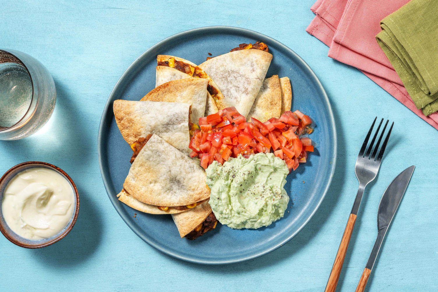 Vegetariske bønnemos-quesedillas