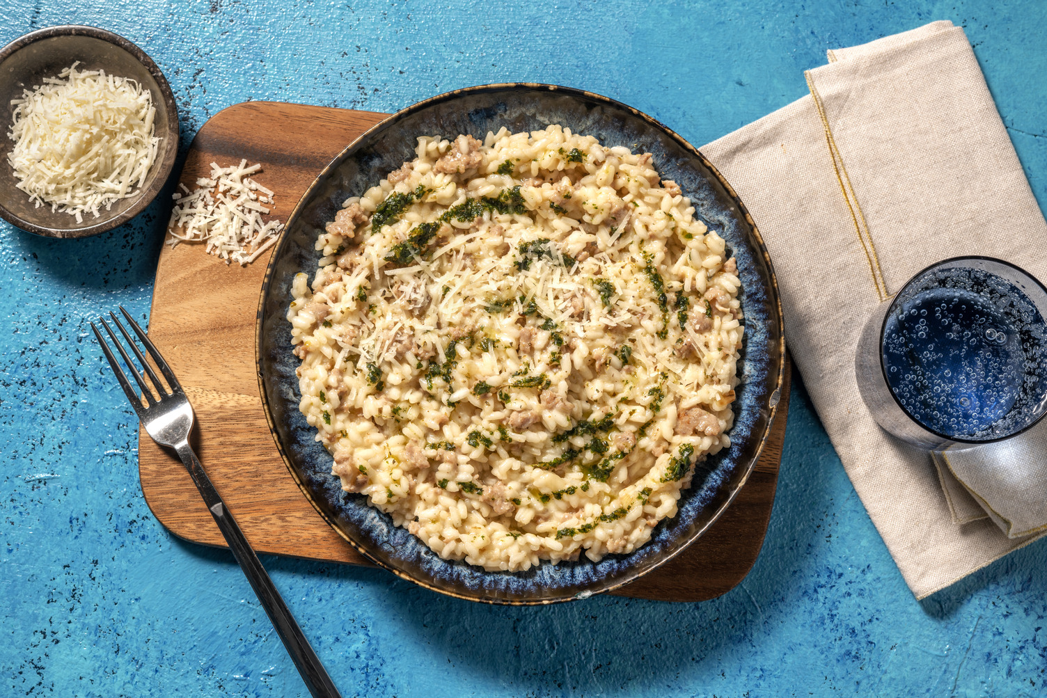 Risotto cremoso con butifarra