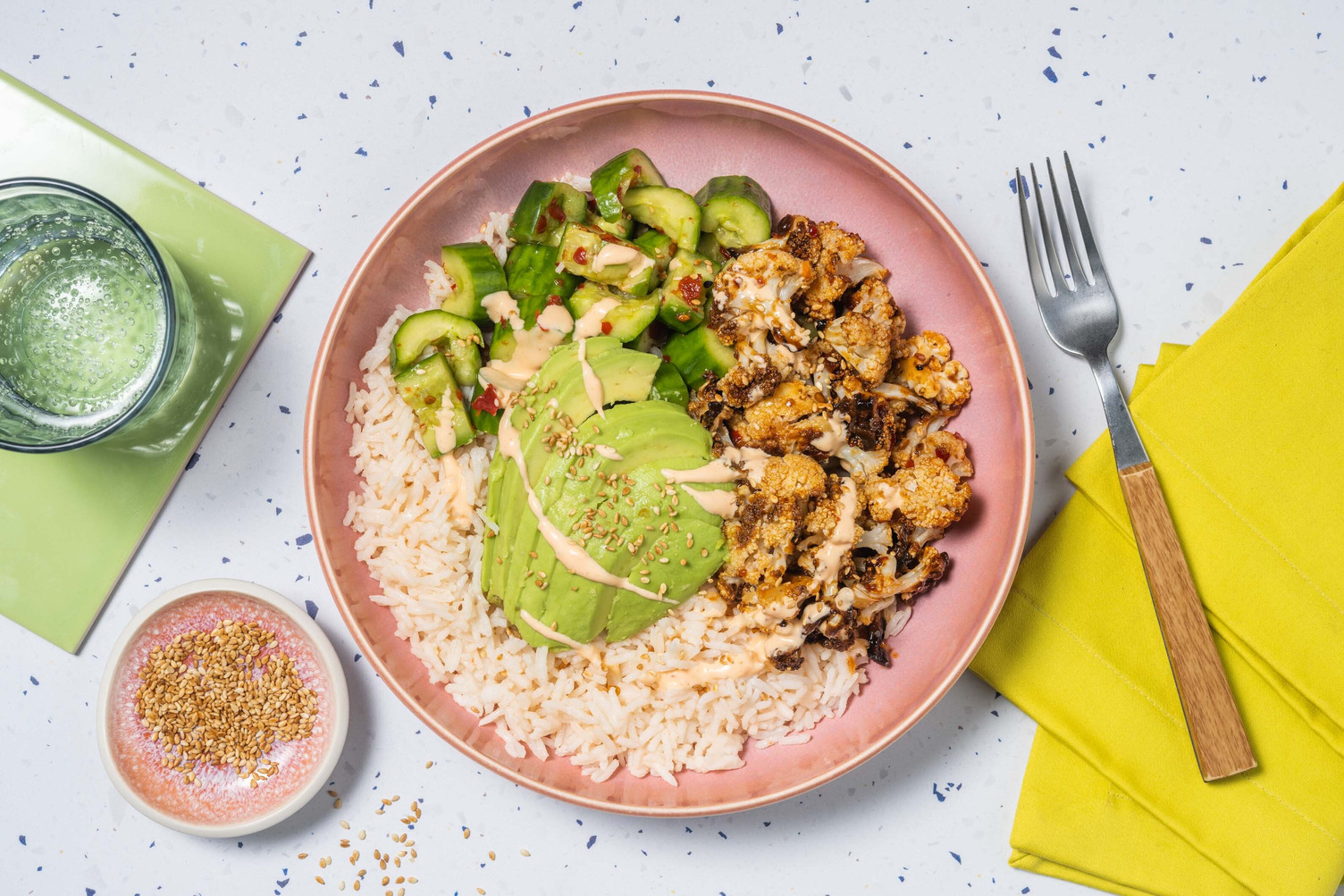 Honey-Miso Cauliflower Poke Bowl