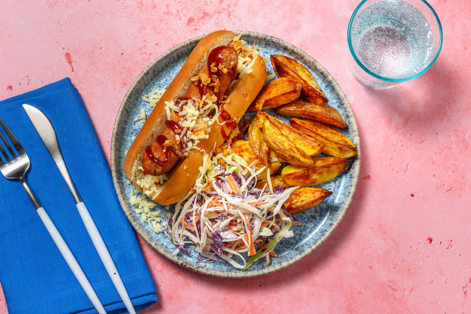BBQ Glazed Sausages in Buns and Wedges