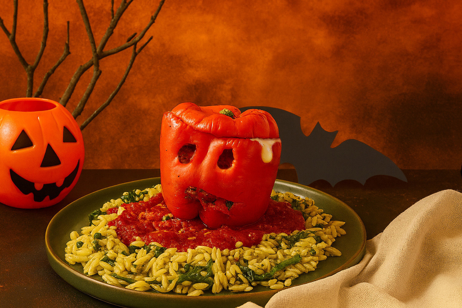Jack-O'-Lantern Stuffed Peppers