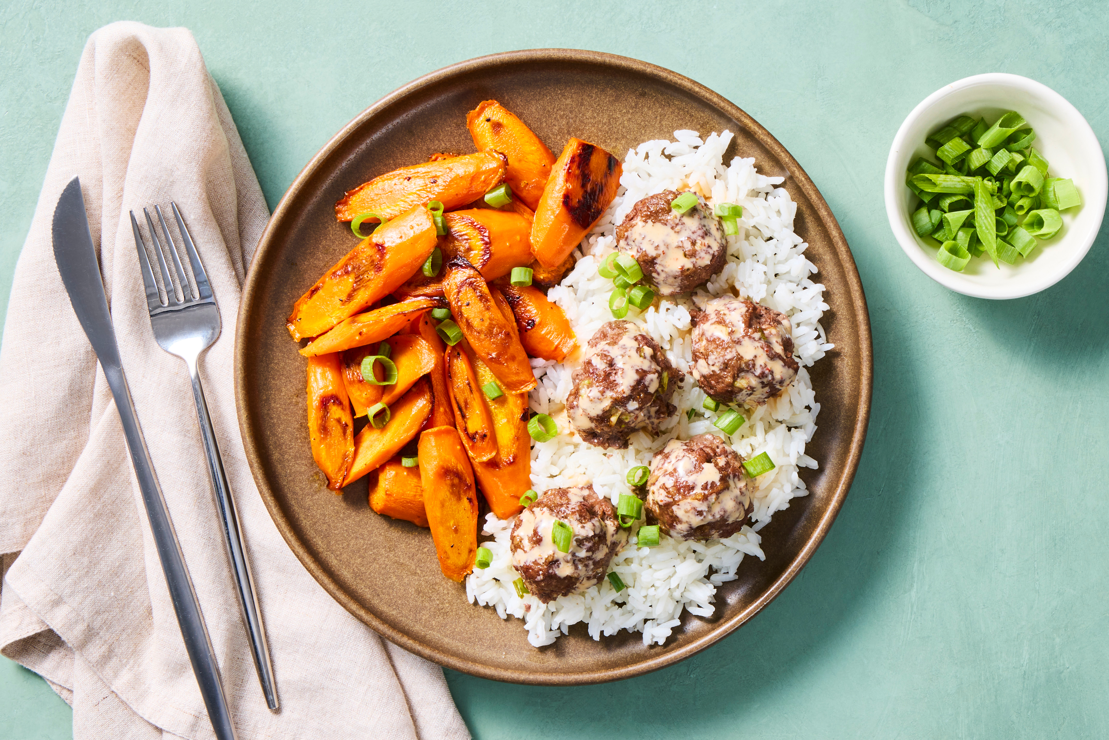 Soy-Ginger Turkey Meatball Rice Bowls
